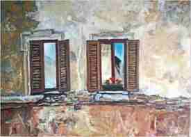 Piazza in Rom, ein Ölgemälde von Dr. Herbert Wiedergut, [herb-art]