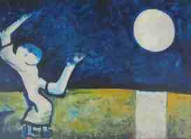 Mondmann, Ölgemälde von Dr. Herbert [herb-art] Wiedergut