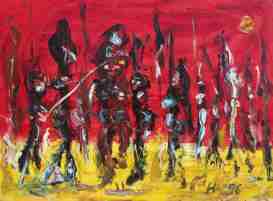 African Dance, oil painting by [Dr. Herbert Wiedergut,[herb-art]