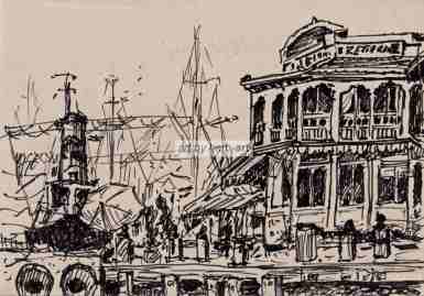 Waterfront in Kapstadt, Reiseskizze von Herbert Wiedergut