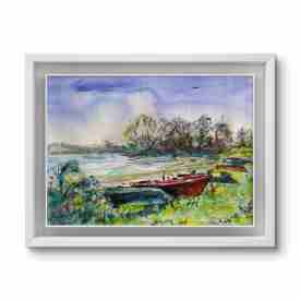 Kellersee bei Bad Malente, Acrlybild von Herbert Wiedergut