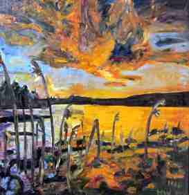 sunset 1966, oilpaintig by Dr. Herbert [herb-art] Wiedergut